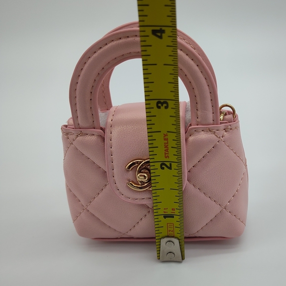 CHANEL Mini Bag Earbud Holder Blush Pink Gold CC Chain Micro Bag Charm Gift GWP - Picture 5 of 6